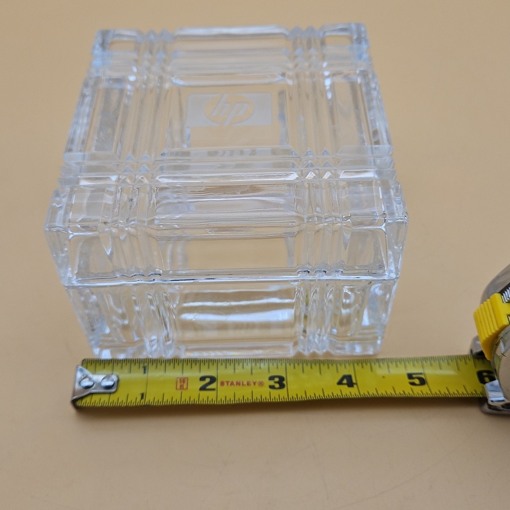 Vintage HP Hewlett Packard Glass Trinket Dish Employee Giveaway Box - Picture 7 of 8